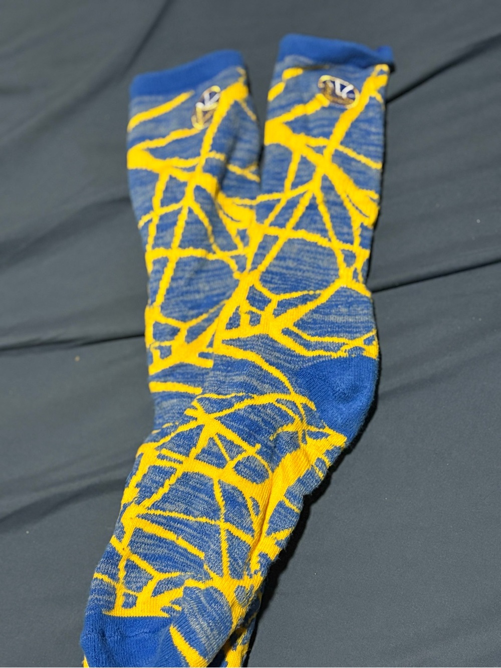 Men's Blue & Yellow Abstract Pattern Crew Socks